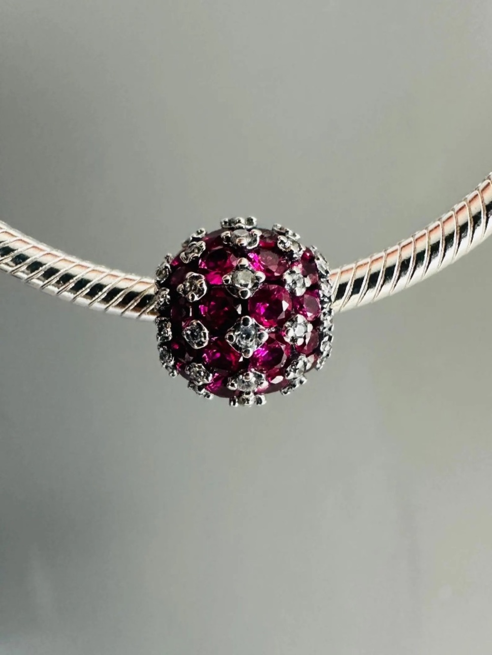 NEW Authentic Sparkling Pavé Round Pink-Red Charm For Pandora Bracelet - Picture 16 of 16